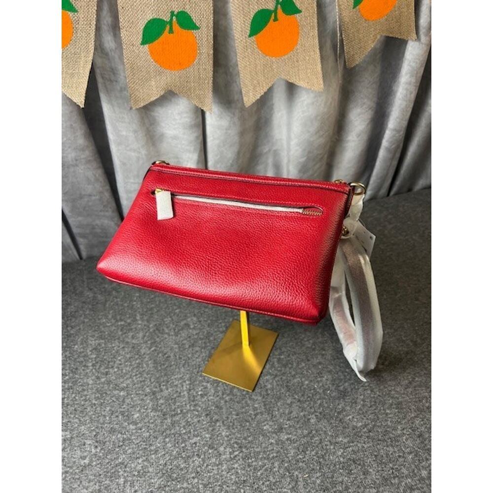 COACH Legacy Crossbody Zip Top Bag Ruby Red Pebbled Leather CW571 - Picture 3 of 6